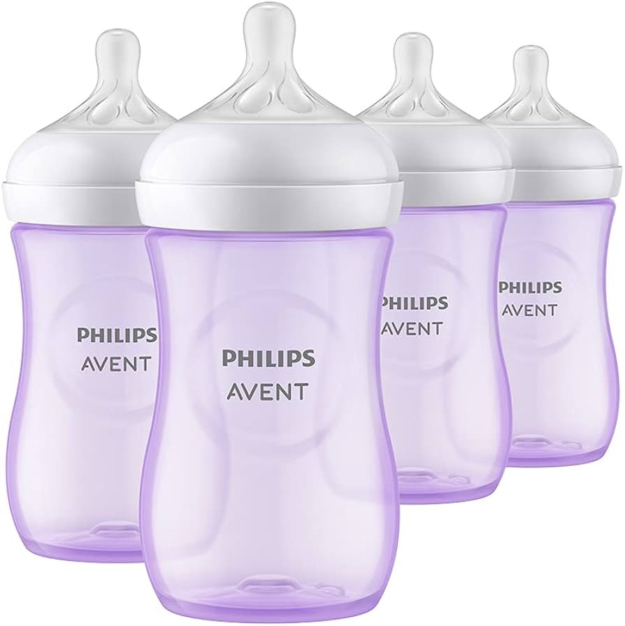 Philips Avent Natural Baby Bottle with Natural Response Nipple, Purple, 9oz 4pk, SCY903/34 | Amazon (US)
