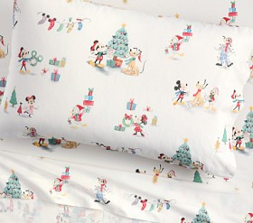 Disney Mickey Mouse and Friends Holiday Organic Sheet Set | Pottery Barn Kids
