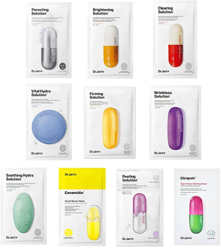 KOSBEAUTY Dr. Jart Mask Sheet Set 7 Pcs Random(Brightening, Ceramidin, Clearing, Firming, Peeling... | Amazon (US)