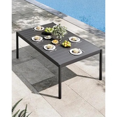 Aluminum Outdoor Metal Table For 4-6 People, Rectangular Patio Dining Table With Rectangular Non-Slip Stripes For Outside Backyard, Porch, Garden Or P | Wayfair North America