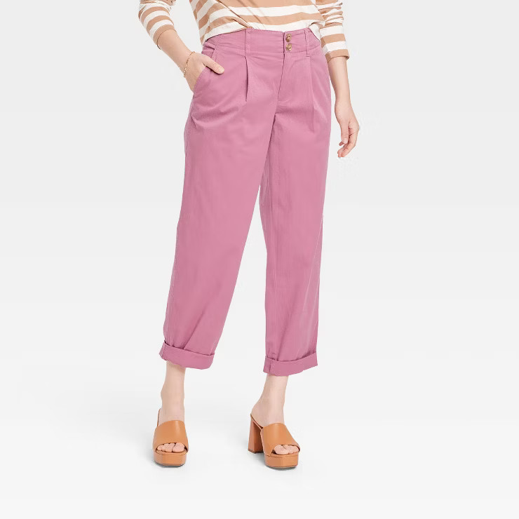 Women's High-Rise Pleat Front Tapered Chino Pants - A New Day™ | Target