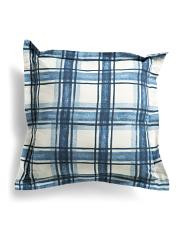 20x20 Painted Plaid Cotton Pillow | TJ Maxx