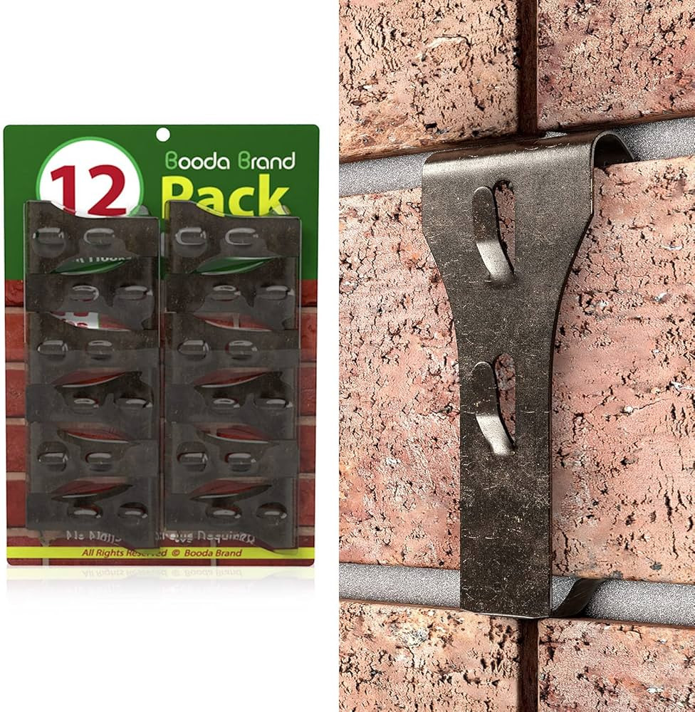 Brick Hook Clips (12 PCS) for Hanging Outdoors, Brick Hangers Fit Standard Size Brick 2-1/4" to 2... | Amazon (US)