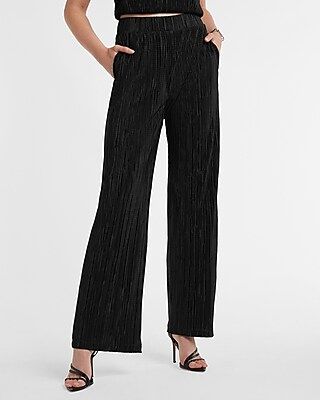 High Waisted Crinkled Wide Leg Pant | Express