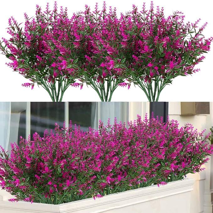 24 Bundles Outdoor Artificial Lavender Fake Flowers UV Resistant Shrubs Plants, No Fade Faux Plas... | Amazon (US)