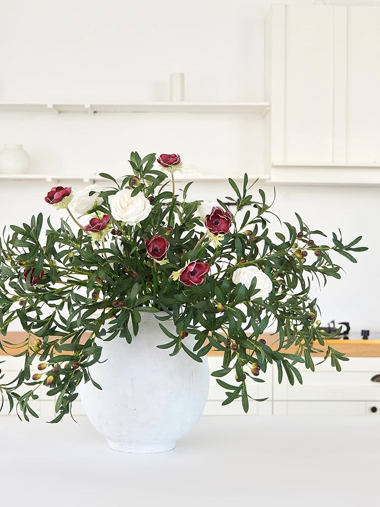 MISSPIN 12pcs 40inch Fake Flowers Home Decor Faux Olive Branches for Vase Artificial Greenery Ste... | Amazon (US)