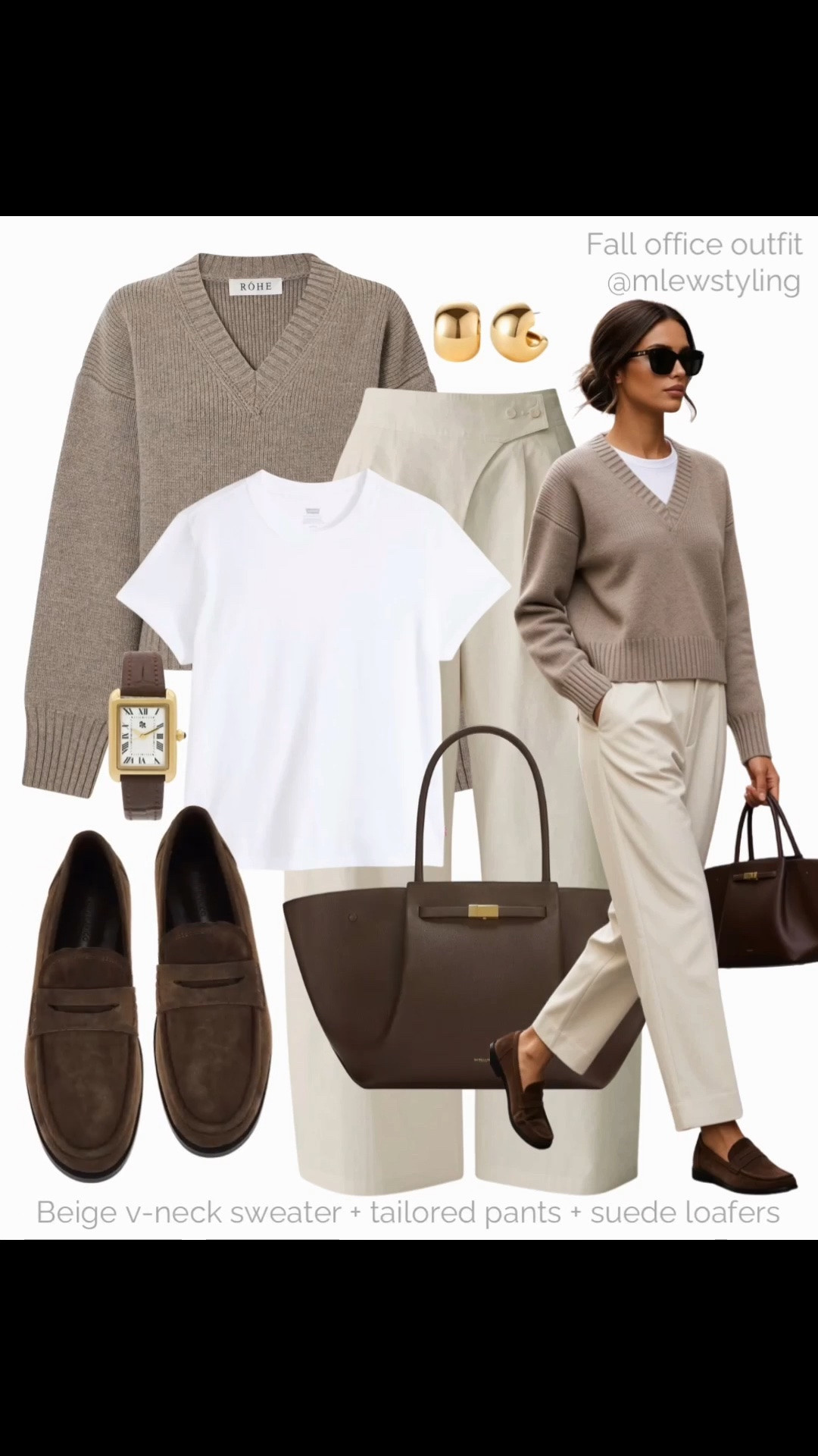 Neural workwear with the coolest asymmetric waist, wide leg trousers from INSIS ☁️

Tags: fall office outfit, v-neck sweater, white tee, brown suede loafers, demellier tote bag, brown & gold watch, wide leg pleated pants, capsule wardrobe, autumn outfit formulas

#LTKfall #LTKworkwear #LTKstyletip