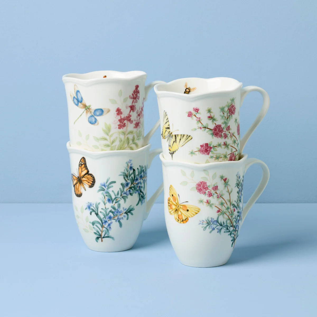 Butterfly Meadow Herbs Mugs, Set of 4 | Lenox