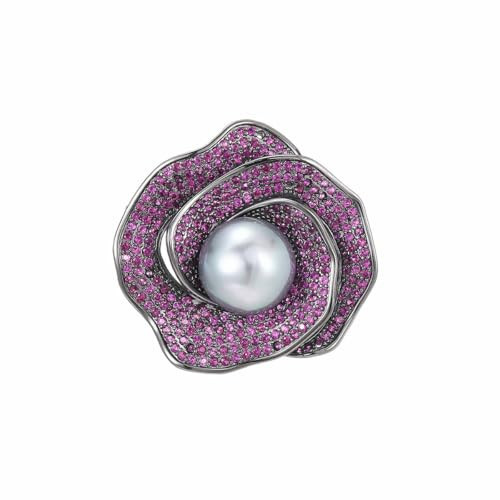 UNVAK Purple Rhinestone Flower Brooch Pin for Women Flower Pearl Brooches Lapel Pin Party Jewelry Gift for Mother Wife | Amazon (US)