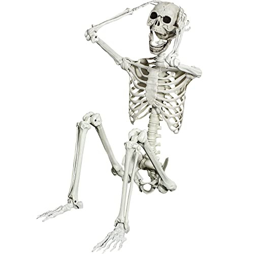 5.4ft Posable Halloween Skeleton - Full Body Life Size Skeleton Bones with Movable Joints for Halloween Indoor/Outddor Decoration Spooky Scene Party Décor | Amazon (US)