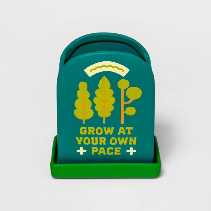 'Grow At Your Own Pace' Attached Saucer Planter - Pride | Target