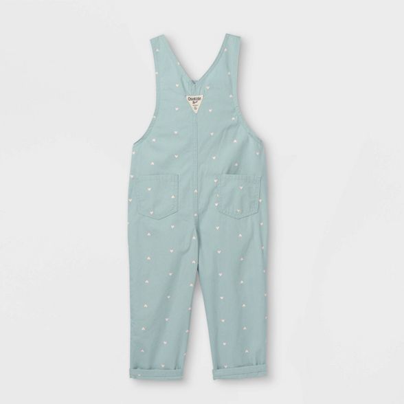 OshKosh B'gosh Toddler Girls' Heart Print Overalls - Sage Green | Target