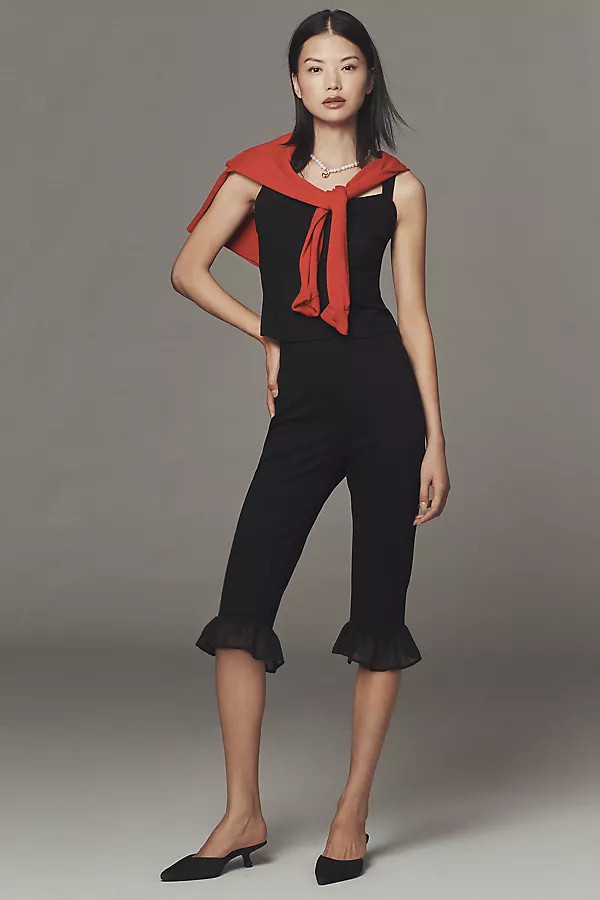 Slim Ruffle Capri Pants | Anthropologie (US)