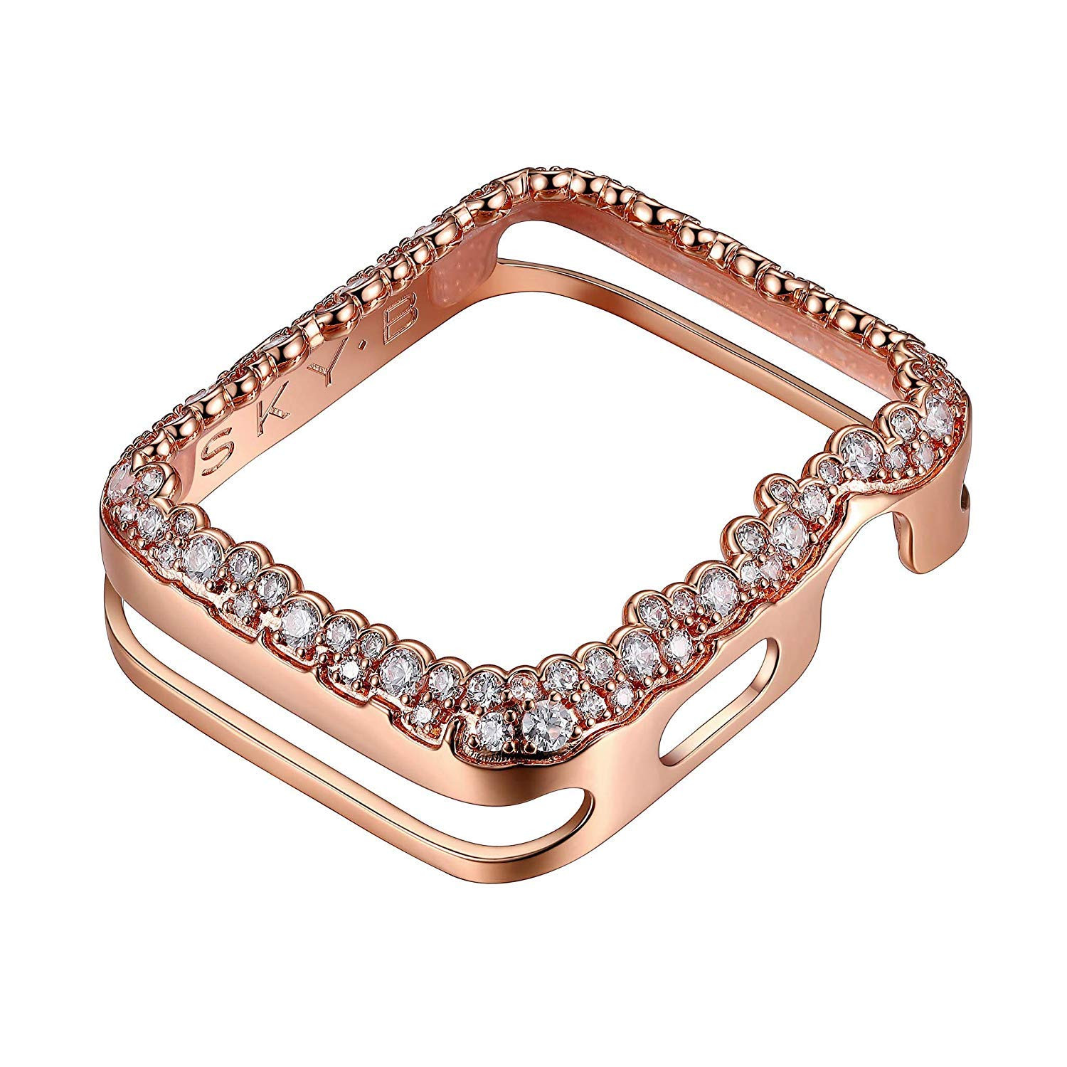 SKYB 14K/18K Gold or Rhodium Plated & CZ Champagne Bubbles Jewelry-Style Apple Watch Case (Series... | Amazon (US)