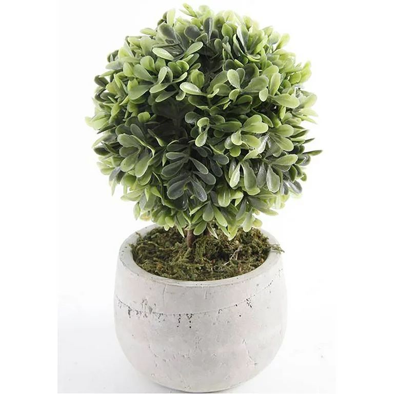 Mainstays 7.5" Artificial Mini Boxwood Topiary in Gray Cement Planter (7.5"H x 4.5"W x 4.5"D) | Walmart (US)