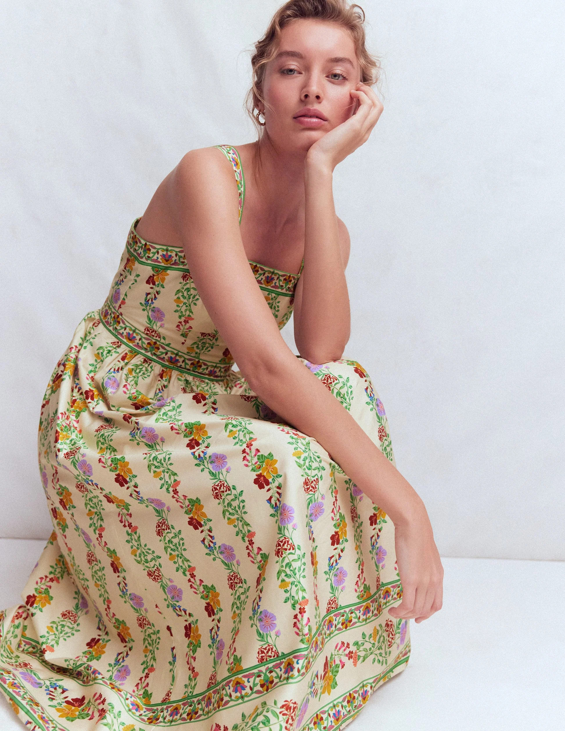 Square Neck Occasion Dress-Ivory, Blossom Trail | Boden (US)