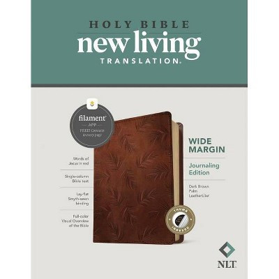 NLT Wide Margin Bible, Filament Enabled (Leatherlike, Dark Brown Palm, Indexed, Red Letter) - (Leather Bound) | Target