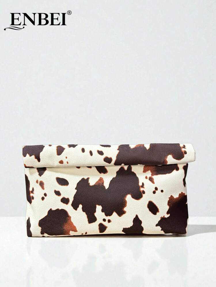 ENBEI PU Cow Print Clutch Bag, Women's Envelope Wallet, Evening Bag, Retro Style Purse, Fashion P... | SHEIN