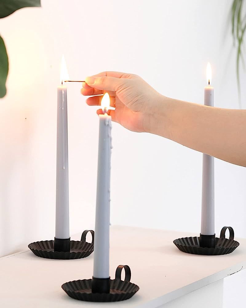 DN DECONATION Candlestick Candle Holders, Black Metal Candle Stick Holders for Taper Candlesticks... | Amazon (US)