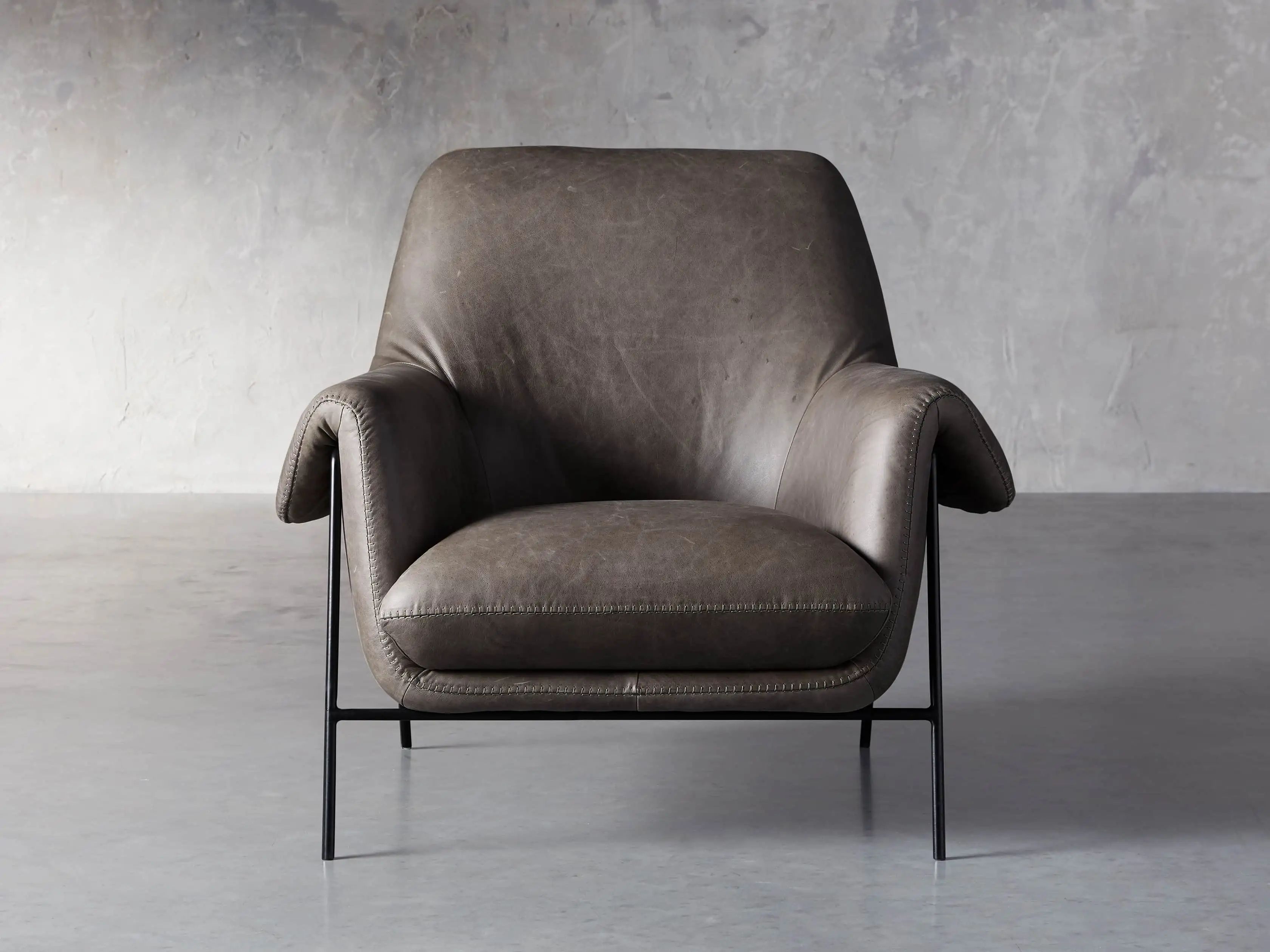 Engles Leather 35"" Chair in Saddlebag Lead | Arhaus
