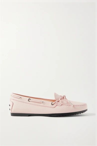 Tod's - City Gommino Textured-leather Loafers - Baby pink | NET-A-PORTER (US)