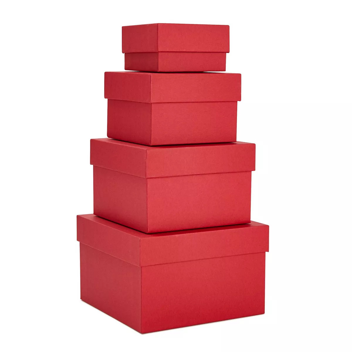 4 Pack Square Nesting Gift Boxes, Decorative Boxes With Lids In 4 Sizes, Red | Kohl's