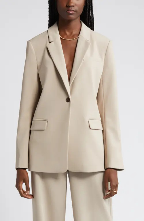Nordstrom Relaxed Fit Blazer in Tan Cobblestone at Nordstrom, Size X-Small | Nordstrom