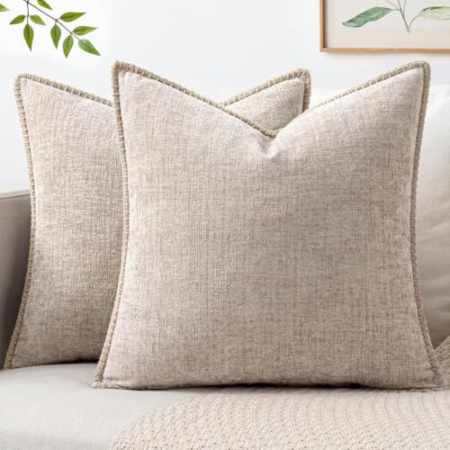 MIULEE Decorative Couch Throw Pillow Covers 20x20 Inch Taupe 2 Pack | Amazon (US)