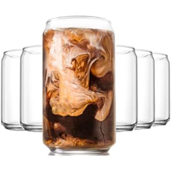 [6 Pack] 16 oz. Glass Can Shaped Cups Beer & Coffee Tumbler Glasses | Amazon (US)