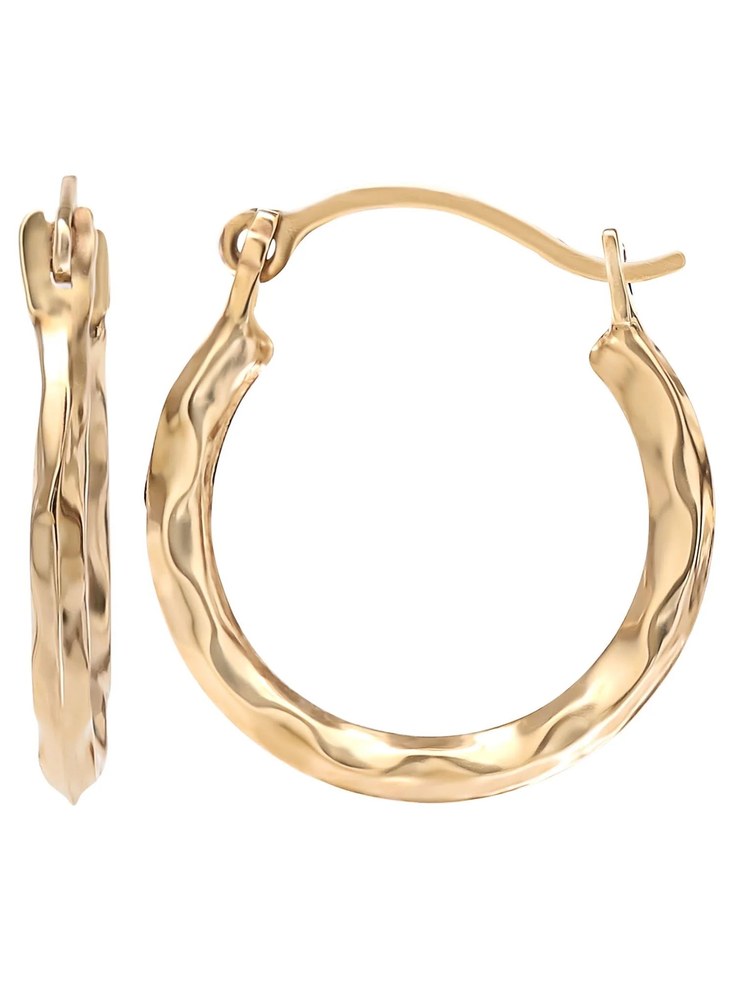 Brilliance Fine Jewelry Girl’s 14K Yellow Gold Textured Hoop Earrings | Walmart (US)