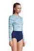 Women's Chlorine Resistant Zip Front Long Sleeve Tugless Sporty One Piece Swimsuit | Lands' End (US)