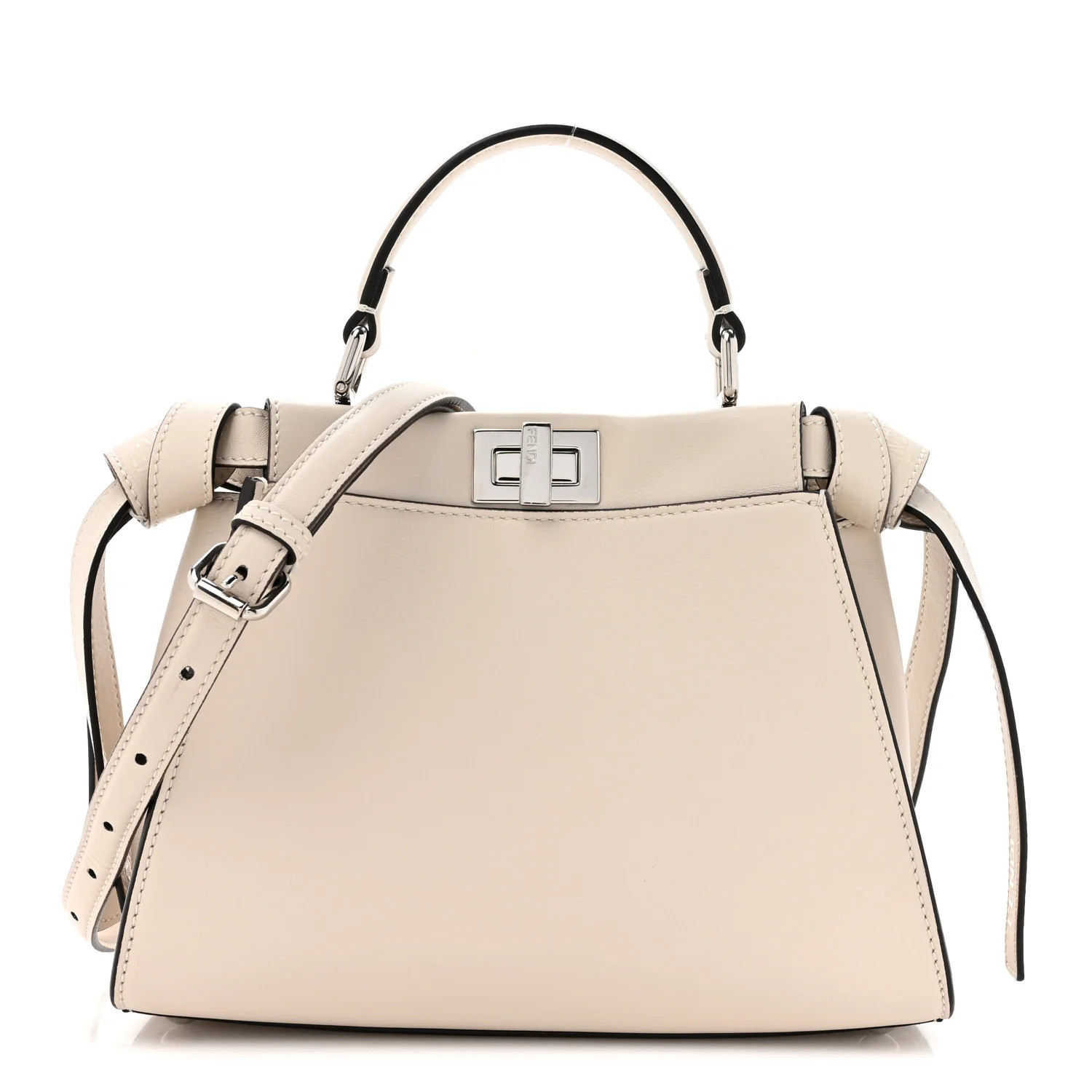 Vitello Seta Shiny Nappa Laces Mini Peekaboo I SEE U Satchel  Latte | FASHIONPHILE (US)