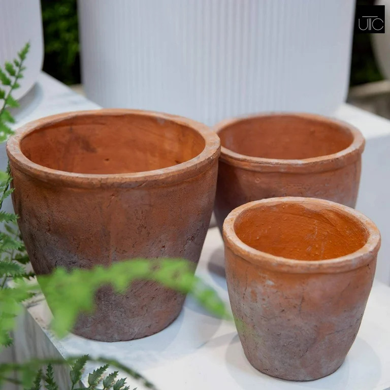 Urban Trends Collection Ceramic Short Wide Round Flower Pot, Set of 3 | Walmart (US)