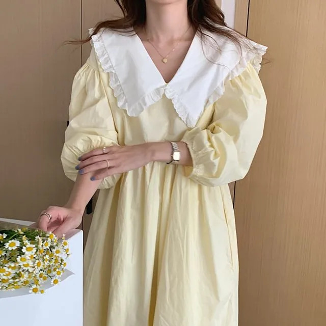 Coris - 3/4-Sleeve Midi A-Line Dress | YesStyle Global