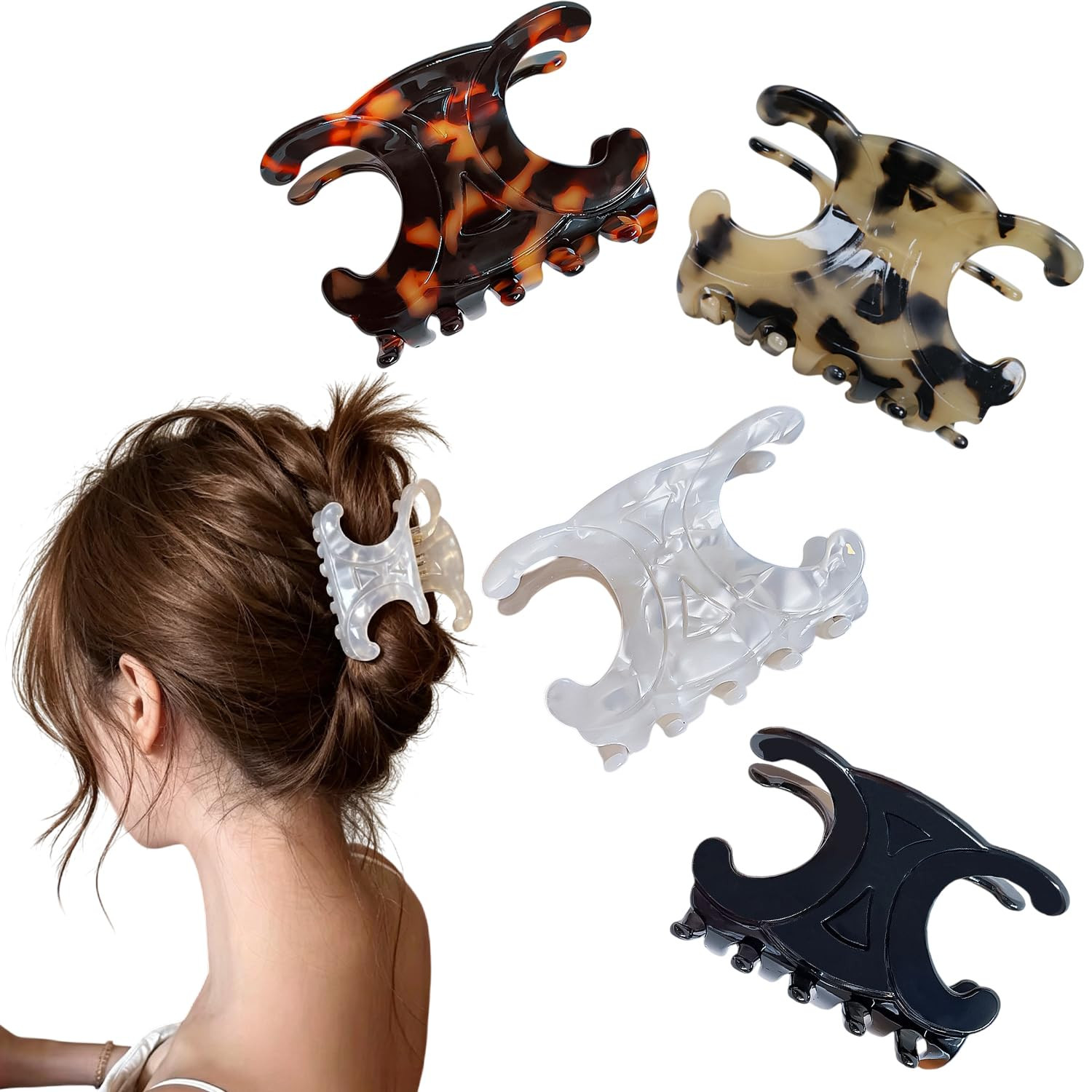 Premium Acetate Butterfly Hair Clips Butterfly Acetate Hair Claw Clips 4Pcs | Amazon (US)
