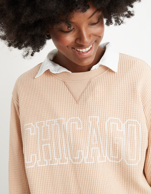 Aerie The Sweat Waffle Crew Neck Sweatshirt | American Eagle Outfitters (US & CA)