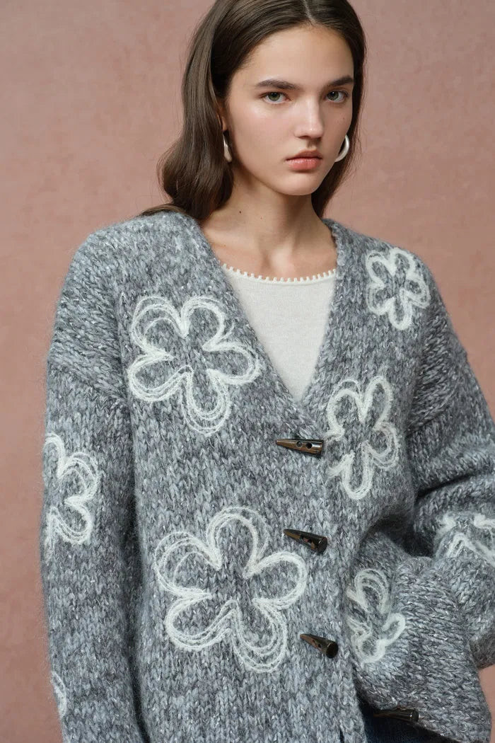 Ayanna Floral Cardigan in Merino Wool | Fabrique