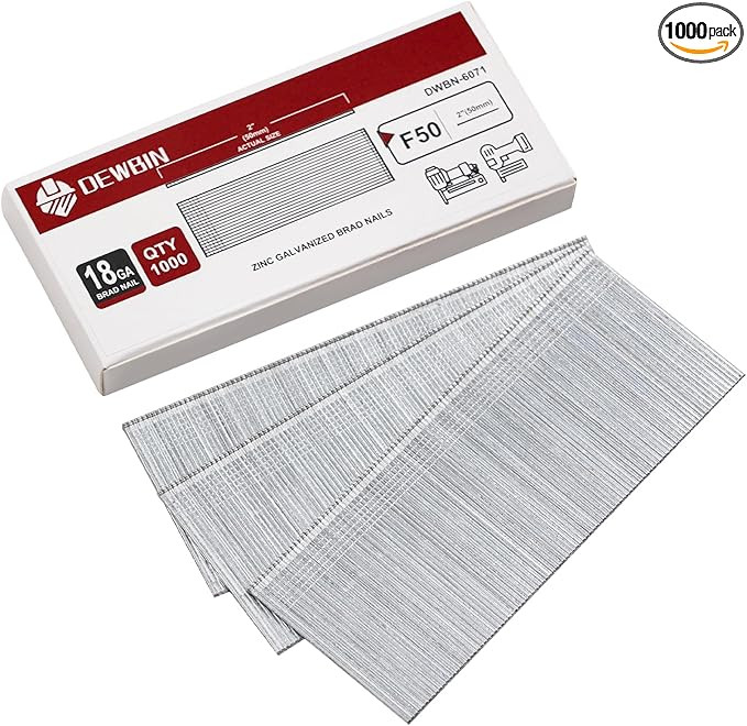 18 Gauge Brad Nails, 1000 Counts 2-inch 18 GA Brad Nails, Galvanized Nails for Nail Gun, Finishin... | Amazon (US)