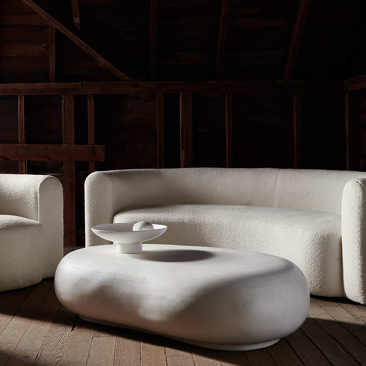 Pebble White Concrete 59" Oval Indoor/Outdoor Coffee Table by Leanne Ford + Reviews | Crate & Bar... | Crate & Barrel