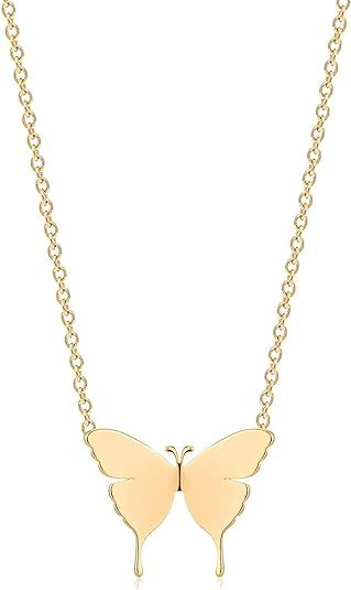 VACRONA Butterfly Necklace for Women 18K Gold Plated Dainty CZ Butterfly Pendant Necklace Cute Ha... | Amazon (US)