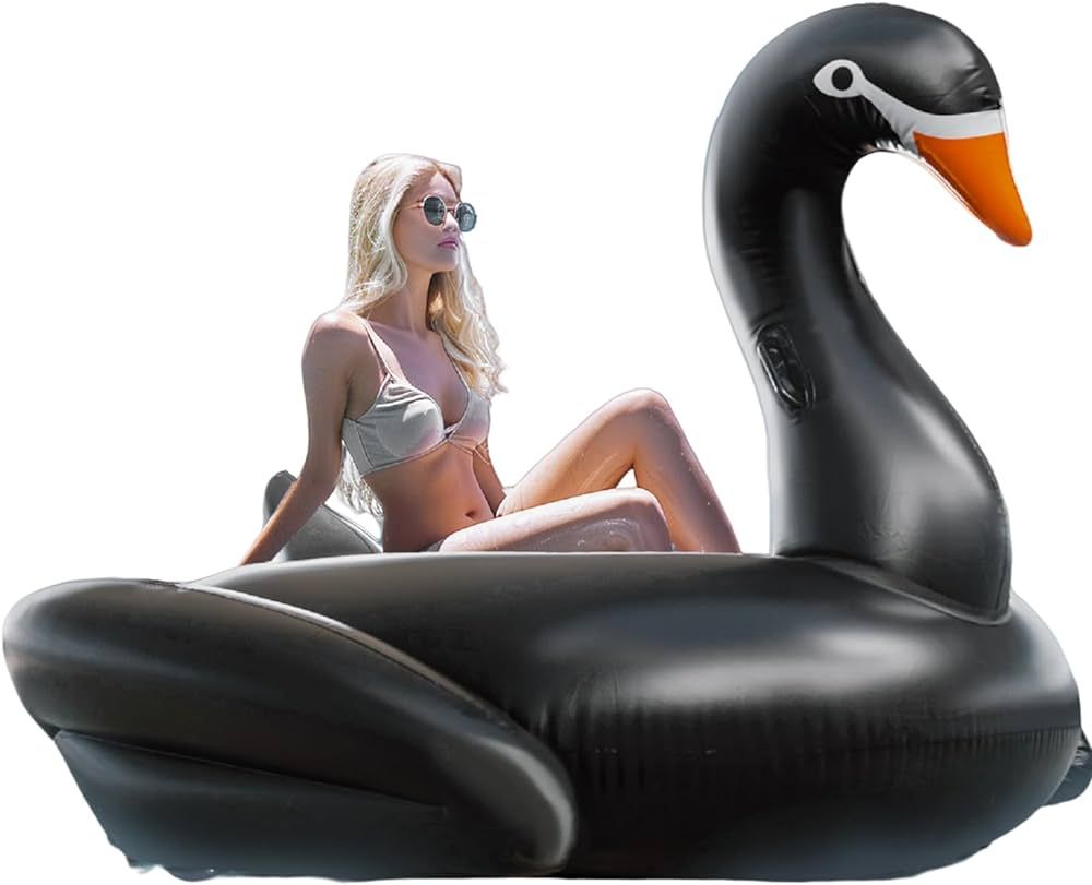 Verceco Giant Pool Float Black Swan Inflatable Pool Party Toy Swimming Lounge Float Raft with Mul... | Amazon (US)