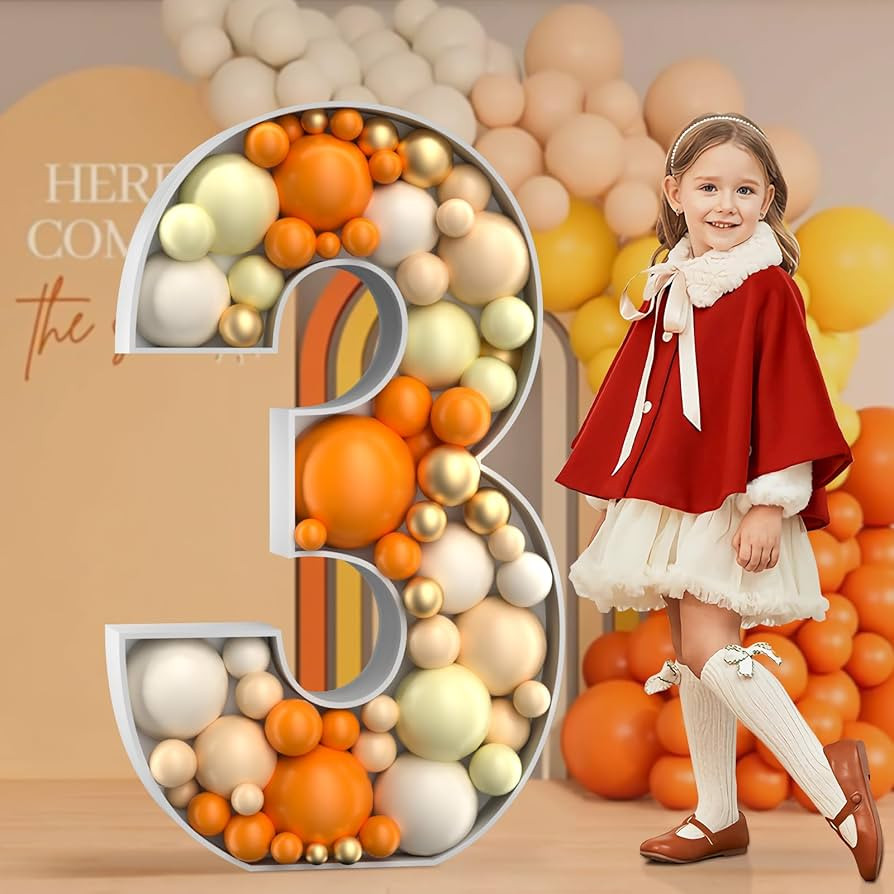 4FT Marquee Number, Mosaic Numbers for Balloons, Mosaic Balloon Frame, Marquee Number, Number 3 B... | Amazon (US)