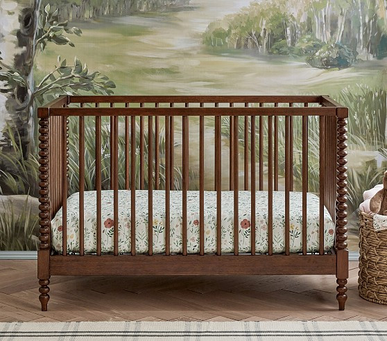 Chris Loves Julia Heritage Walnut Turned Wood Convertible Crib | Pottery Barn Kids