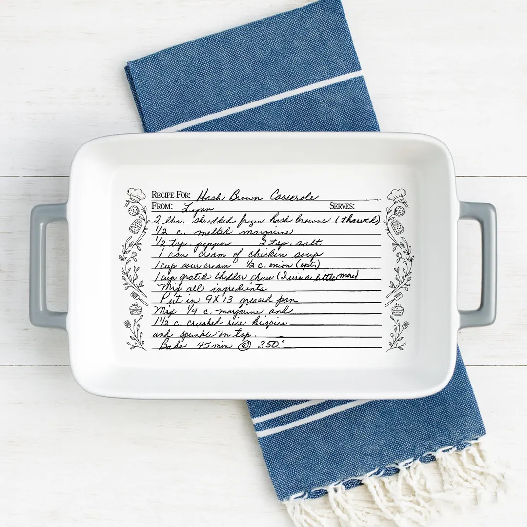 Handwritten Recipe Casserole Dish • Personalized Baking Dish • Custom Engraved Casserole Pan ... | Etsy (US)