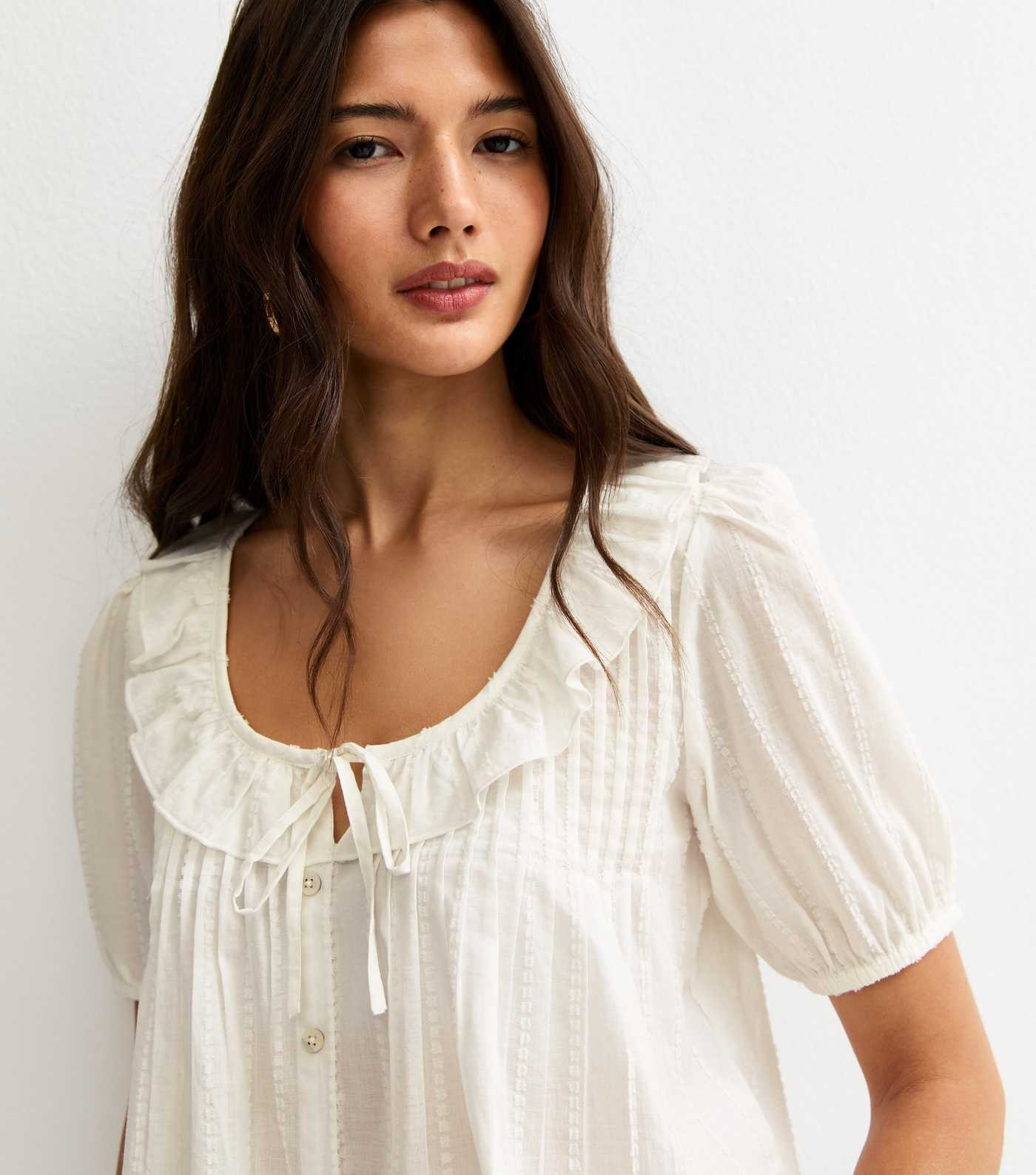 White Dobby Stripe Tie Bow Blouse | New Look | New Look (UK)
