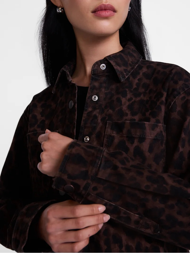Scenario Women's Faux Leopard Print Jacket, Sizes XS-XXXL | Walmart (US)
