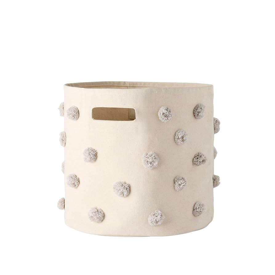 PEHR Pom Pom Basket, Bin (Grey) | 100% Cotton Canvas Storage for Nursery, Playroom & Home | Decor... | Amazon (US)