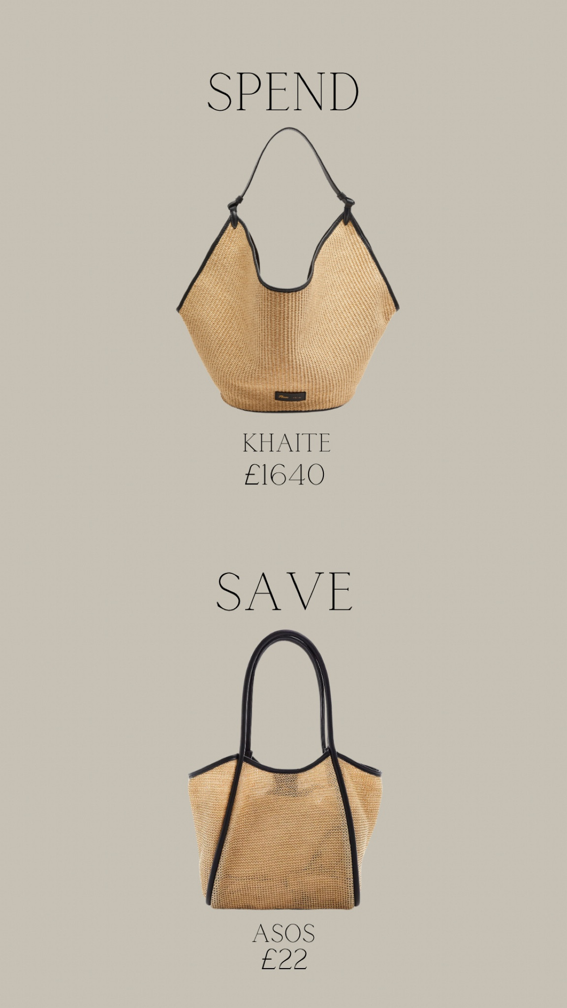 Spend or save 
Beach bag edition 


