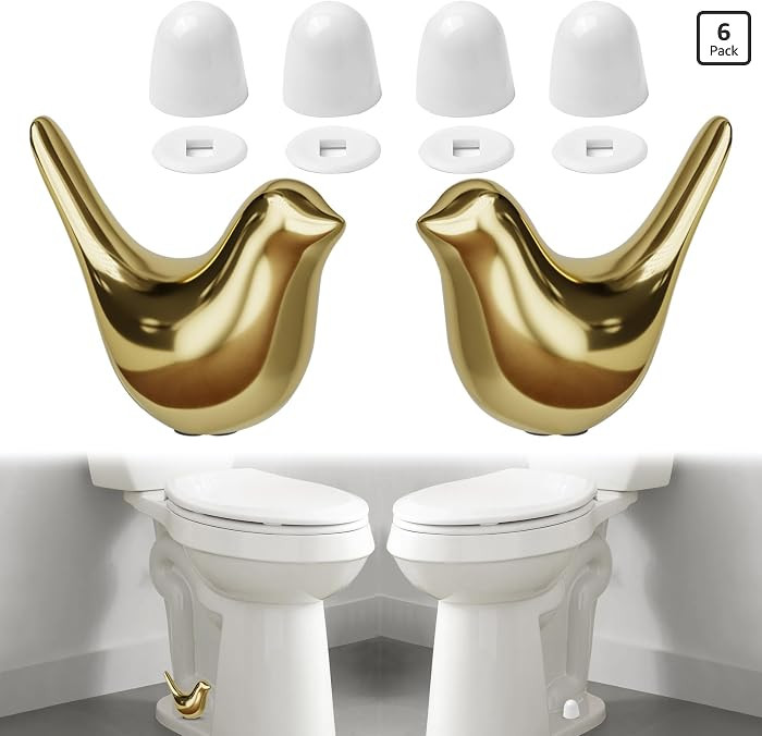 Ceramic Gold Bird Toilet Bolt Covers, 2 Birds and 4 Plastic Caps | Amazon (US)