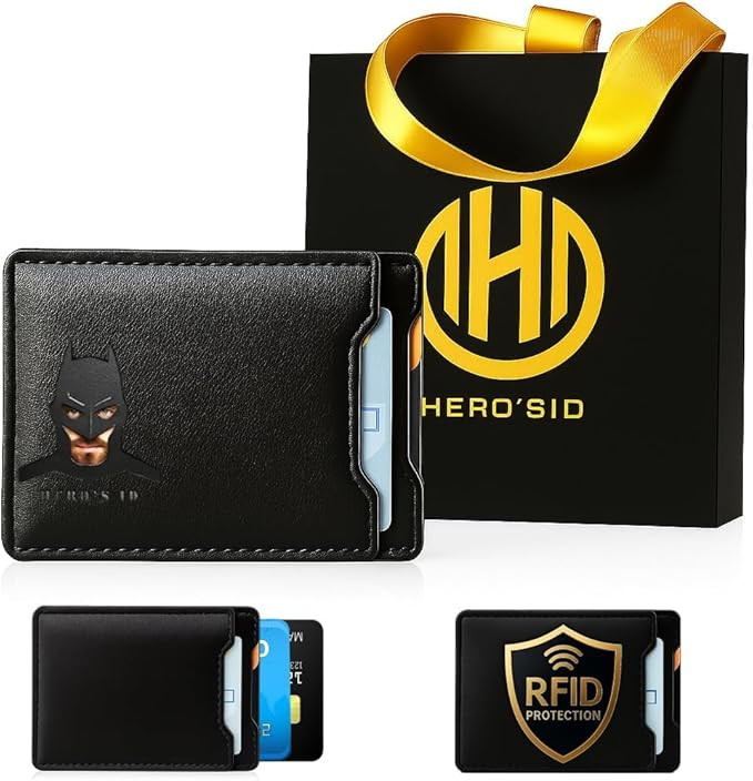Leather Bat Wallet - Personalized wallet Man Woman, Superhero Mask Slim Card Holder, Bat ID Heroi... | Amazon (US)